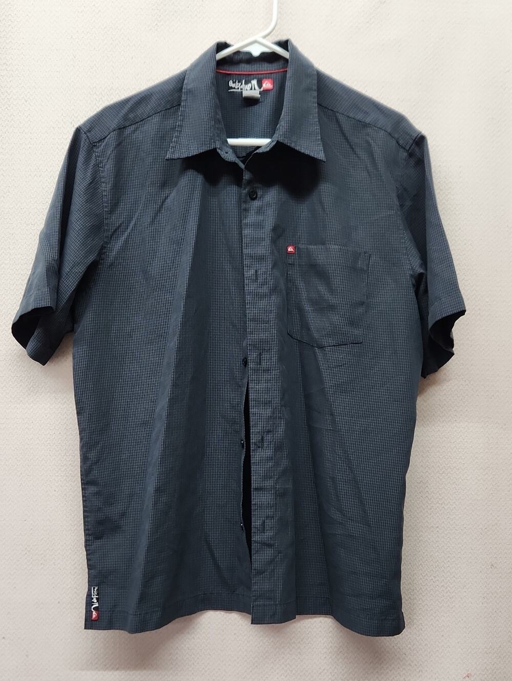 Quiksilver Men's Short Sleeve Button-Down Shirt - Charcoal Blue